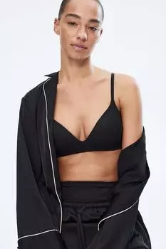 Бюстгальтер с подкладкой из кружева и косточками H&M, черный