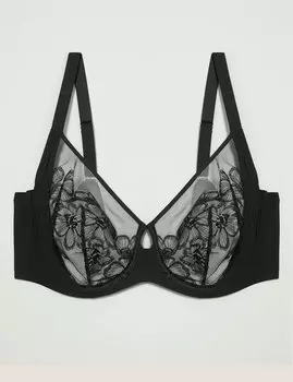 Бюстгальтер с полной чашкой и вышивкой Embrace A-E Marks & Spencer, черный