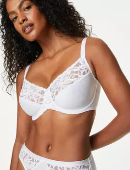 Бюстгальтер с полной чашкой Wild Blooms Minimiser C-H Marks & Spencer, белый