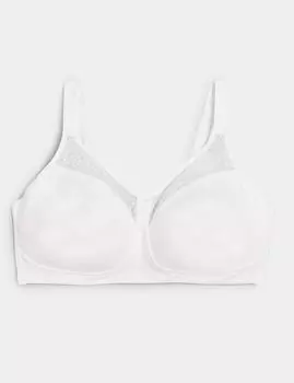 Бюстгальтер с полной поддержкой из смеси хлопка и кружева без косточек BH Marks & Spencer, белый