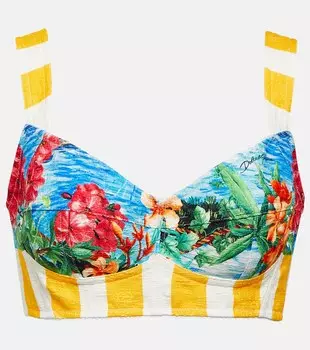 Бюстгальтер с принтом Portofino из смесового хлопка DOLCE&GABBANA, разноцветный