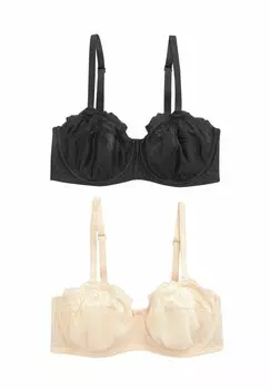 Бюстгальтер с регулируемыми бретелями NUDE/WHITE LIZZIE NON-PADDED TWO PACK Next, цвет Mottled Black