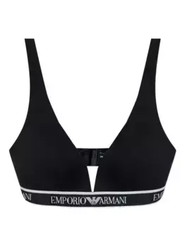 Бюстгальтер с треугольными чашками и логотипом EMPORIO ARMANI, черный