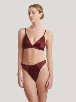 Бюстгальтер с треугольными чашками из эластичного шелка Wolford, бордо