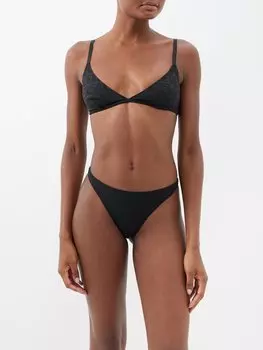 Бюстгальтер с треугольными чашками из жаккардовой сетки с логотипом Versace, черный