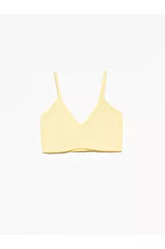 Бюстгальтер с V-образным вырезом и веревочным ремнем-светло-желтый Dilvin