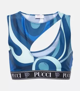 Бюстгальтер с вырезами и принтом Pucci, синий