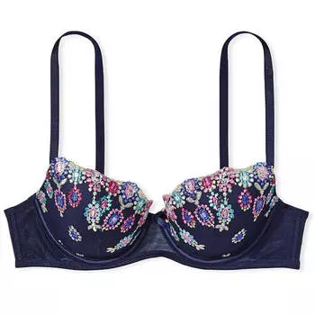Бюстгальтер с вышивкой Victoria's Secret Dream Angels Lightly-Lined, темно-синий/мультиколор