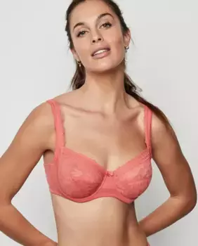 Бюстгальтер с высокой горловиной и поддержкой на косточках без поролона Selmark, коралловый