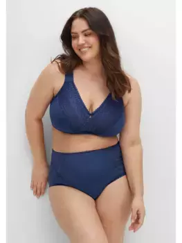 Бюстгальтер Sheego без косточек "большие размеры" с кружевной отделкой и широкими бретелями на подкладке, цвет Saphir