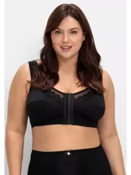Бюстгальтер Sheego без косточек "большие размеры" с кружевом и застежкой спереди, черный