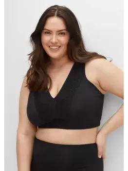 Бюстгальтер Sheego без косточек "больших размеров", формы бюстье, без застежки, черный