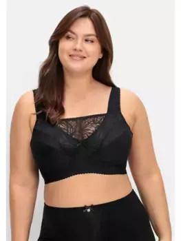 Бюстгальтер Sheego без косточек "больших размеров" с кружевной вставкой, черный