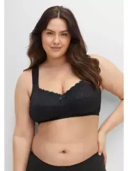 Бюстгальтер Sheego без косточек "больших размеров", с боковыми поддержками, чашками из трех частей, черный