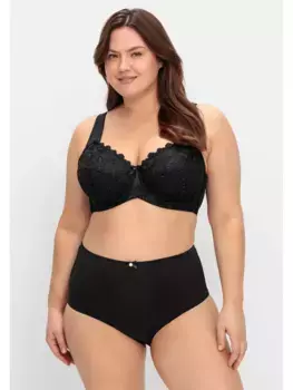Бюстгальтер Sheego на косточках "Большие размеры", выполненный из кружева и чашек с набивкой, черный