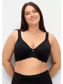 Бюстгальтер Sheego на косточках "больших размеров" с кружевом, черный