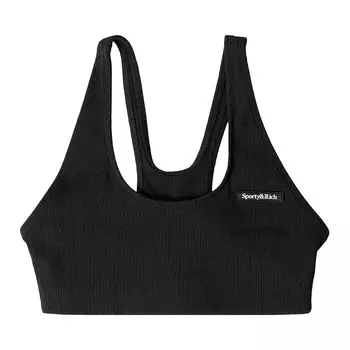 Бюстгальтер Sporty & Rich Serif Rib Sports Bra, черный/белый