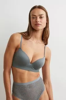 Бюстгальтер супер пуш-ап H&amp;M, серо-зеленый