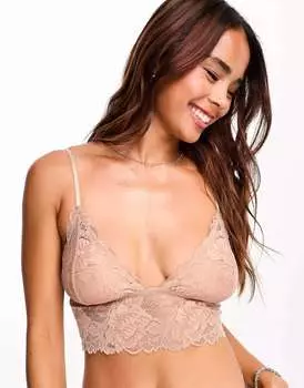 Бюстгальтер свободной формы из кружева на каждый день нейтрального цвета Free People