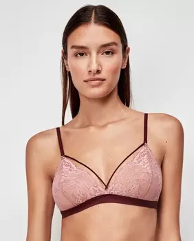 Бюстгальтер-треугольник без косточек и поролона из кружевной ткани Gisela, розовый