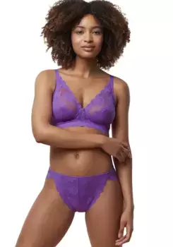 Бюстгальтер Triumph без косточек "Amourette 300 Summer N", чашка B-F, из эластичного, эластичного, цветочного кружева, без косточек, цвет Blueberry