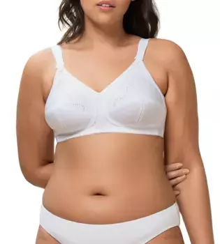 Бюстгальтер Triumph без косточек "Doreen + Cotton 01 N", чашка B-E, чашки без уплотнений, вышивка петельки, белый
