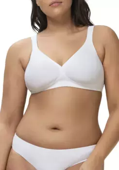 Бюстгальтер Triumph без косточек "Modern Soft+Cotton N", в тонкую полоску, с формирующими чашками без набивки, белый