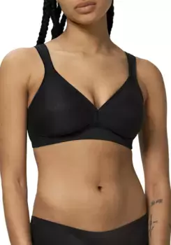 Бюстгальтер Triumph без косточек "Modern Soft+Cotton N", в тонкую полоску, с формирующими чашками без набивки, черный