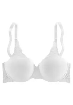 Бюстгальтер Triumph Minimizer "Amourette 300 W01", чашка C-G, визуально уменьшенная на один размер чашки, атласная розочка на перекладине, белый