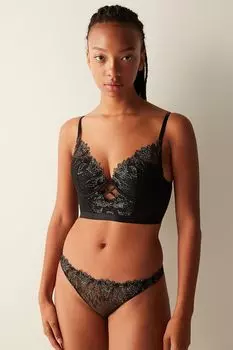 Бюстгальтер удлиненного дизайна с гламурными деталями Penti, черный