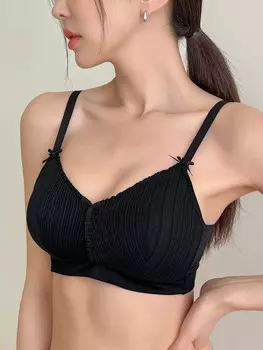 Бюстгальтер, украшенный узором «Бант», простой узор, без косточек Dazy, черный