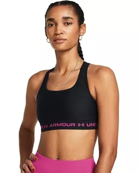 Бюстгальтер Under Armour Cross-Back Mid, цвет Black/Black/Astro Pink