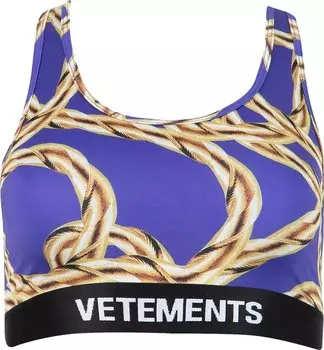 Бюстгальтер Vetements Gold Chain Sports Bra 'Royal Blue', золотой