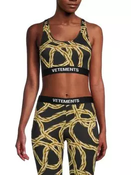 Бюстгальтер Vetements графический спортивный, черный/золотой