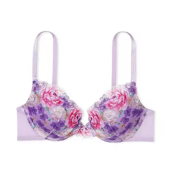 Бюстгальтер Victoria's Secret Dream Angels Floral Embroidery Push-Up, фиолетовый/мультиколор