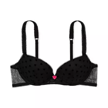 Бюстгальтер Victoria's Secret Fun & Flirty Lace-Trim Satin Push-Up, черный