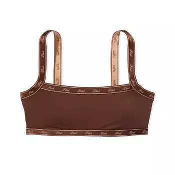 Бюстгальтер Victoria's Secret Pink Micro Logo Straight-neck, коричневый