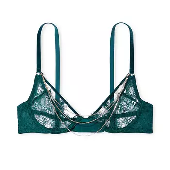 Бюстгальтер Victoria's Secret Very Sexy Delicate Chain Open-Cup Lace Demi, темно-зеленый