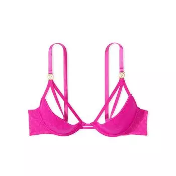 Бюстгальтер Victoria's Secret Very Sexy Logo Lace Open-Cup Demi, ярко-розовый