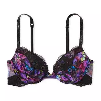 Бюстгальтер Victoria's Secret Very Sexy Shine Strap Lace, черный/фиолетовый