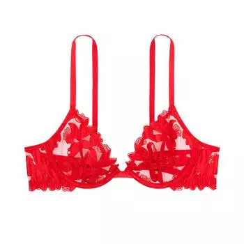 Бюстгальтер Victoria's Secret Very Sexy Unlined Floral Embroidered Demi, красный