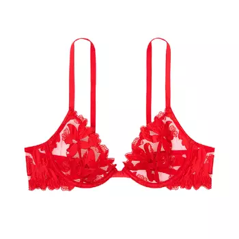Бюстгальтер Victoria's Secret Very Sexy Unlined Floral Embroidered Demi, красный