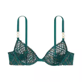 Бюстгальтер Victoria's Secret Very Sexy Unlined Floral Embroidered Demi, темно-зеленый
