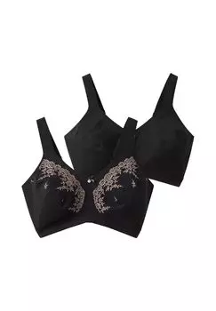 Бюстгальтер в двойной упаковке, с кружевом и однотонный sheego, цвет Schwarz Taupe