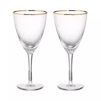 BUTLERS GOLDEN TWENTIES 2 бокала для вина с золотой оправой и бороздками, 280 мл
