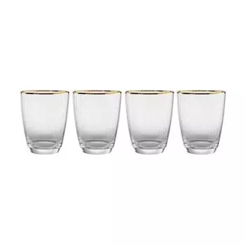 BUTLERS GOLDEN TWENTIES 4 стакана с золотой оправой и бороздками 300мл