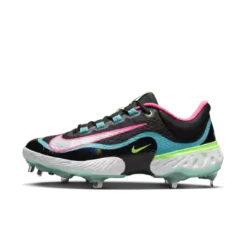 Бутсы Nike Alpha Huarache Elite 4 Low, цвет Black/Teal Nebula/Hyper Pink/White