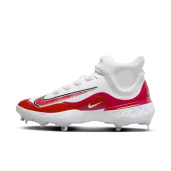 Бутсы Nike Alpha Huarache Elite 4 Mid, цвет White/Black/Blue Tint/University Red