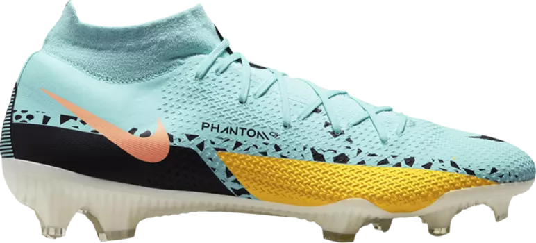 Бутсы Nike Phantom GT2 Pro DF FG 'Glacier Ice Yellow Strike', синий