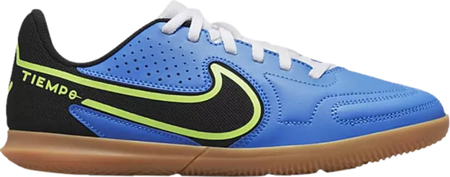 Бутсы Nike Tiempo Legend 9 Club IC GS 'Light Photo Blue Lime Glow', синий